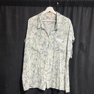Anthropologie Cloth & Stone Green and White Top